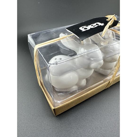 TAG NWT White Ceramic Easter Bunnies Salt and Pepper Shaker Set Boxed - Picture 4 of 6